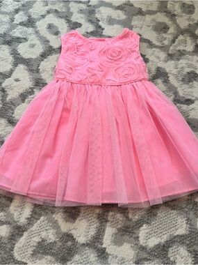 George 18m Baby Girls Dress Pink Sparkly Tulle Rose Spring Summer Fancy Floral